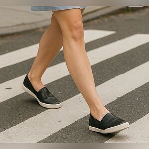 Frye Black and White Women's Leather Slip-On Sneakers, Women’s 8.5